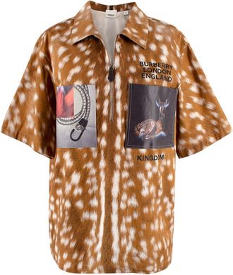 Burberry Deer-Print Patch Polo Shirt Size XS