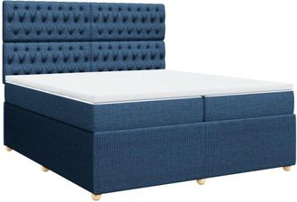 vidaXL Cama Box Spring Con Colch&oacute;n Tela Azul 200x200 Cm Vidaxl