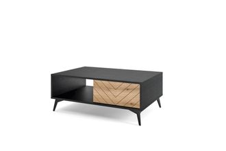 AKL FURNITURE Mesa de centro efecto madera Crema y Negro