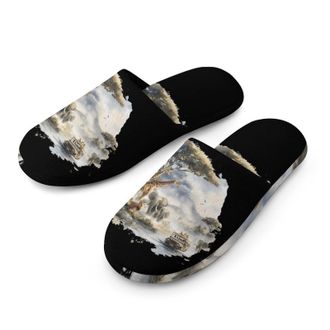 Generic Africa Scene Giraffes Elephants Travel Mens House Slippers Slip Indoor Slipper On Shoes Warm Outdoor