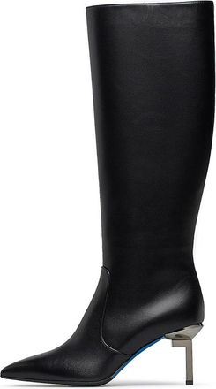 Loriblu L-vormige metalen hak nappa leren laarzen - Dames - Laarzen met Hak - Zwart - 38 EU - Leer - Schoenen