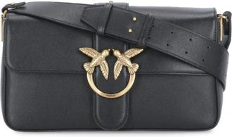 Pinko Zwarte leren schoudertas met afneembare bandjes - Dames - Schoudertassen - Zwart - ONE Size - Tassen