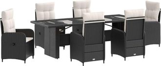 vidaXL Juego De Comedor Para Exteriores 7 Uds. Negro Y Blanco Crema Vidaxl