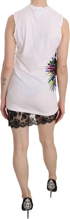 Dsquared2 White Printed Crew Neck Sleeveless Bodycon Mini Womens Dress