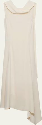 Prada Neck-Scarf Backless Cady Crepe Midi Dress