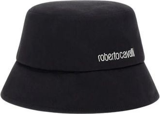 Roberto Cavalli Logo Emmerhoed - Dames - Hoeden - Zwart - ONE Size - Katoen - Accessoires