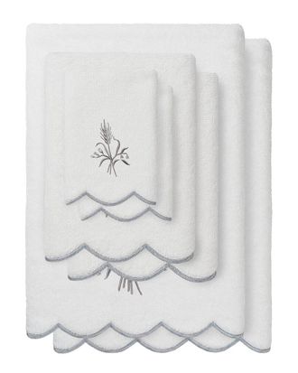 Linum Home Textiles 100% Turkish Cotton Whitney Scallop 6Pc Embellished Towel Set