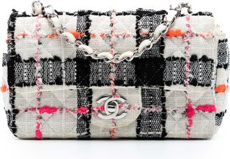 Chanel Pre-owned Womens Mini Rectangular Classic Tweed Check Single Flap - White Textile - One Size