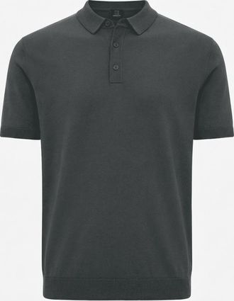 Genti Gebreide Polo | Donkergrijs