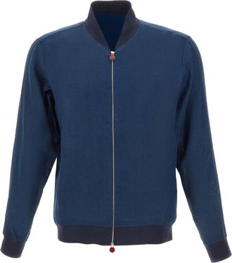 Kiton zip-up linen jacket - Blue