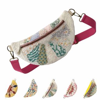 Generic HDQQUD Crossbody Bag For Women Vintage-Inspired Patchwork Quilted Sling Bag,Handmade Small Shoulder Chest Bag With Adjustable Shoulder Straps, Boho Cr