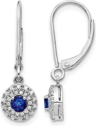 Diamond2Deal 14k White Gold Lab Grown Diamond And Created Sapphire Dangle Earrings
