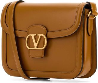 Valentino Garavani Womens Camel Leather 9to5 Shoulder Bag Goldencuir Borse A Tracolla