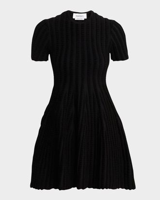 Alexander McQueen Chenille-Striped Viscose Mini Dress