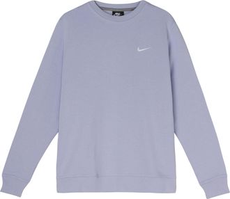 Nike Mens Nike Solid Color Chest Brand Logo Printing Embroidered Round Neck Pullover Autumn Light Purple 916609-539