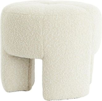 Light & Living Pouf Light & Living Batoemi En Boucl&eacute; Crema Con Forma Redonda