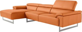 Egoitaliano Ecksofa »Malika, edel und bequem, Designsofa mit hochwertigen Bezügen, L-Form« mit Recamiere, inkl. Kopfteilverstellung und chromfarbenen Metallfüssen