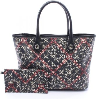 Chanel Black Multi-Color Coated Canvas Leather Handbag Pouch Tote Bag (Pre-Owned)