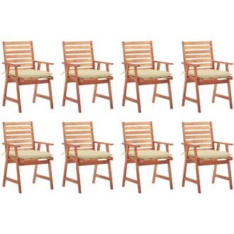 vidaXL Vidaxl - Sillas Comedor De Jard&iacute;n Y Cojines 8 Uds Madera Maciza Acacia