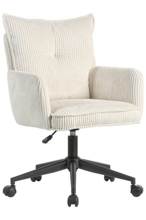 CARRYHOME Drehstuhl, Creme, Schwarz, Metall, Textil, Drehkreuz, 58x84.5-92x64 cm, Sitzfläche 360° drehbar, Büromöbel, Bürostühle, Drehstühle