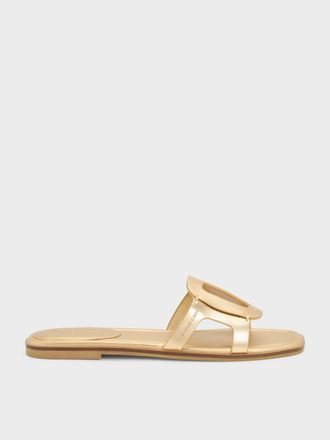 Charles & Keith Easley Metallic Cut-Out Slide Sandals