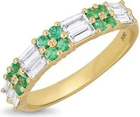 Bony Levy 18K Gold El Mar Gemstone & Diamond Stackable Ring in 18Kyg/diamond/emerald at Nordstrom, Size 5.5