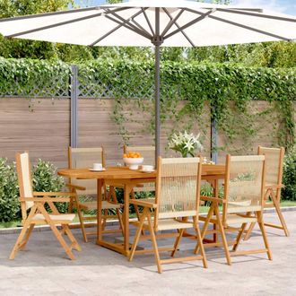 Berkfield Home 7 Piece Garden Dining Set Beige Polypropylene & Solid Wood