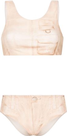 Acne Studios trompe loeil-print bikini - women - Elastane/Polyester/Polyester/Elastane - S - Yellow