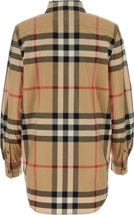 Burberry Womens Checked Cotton Shirt Beige