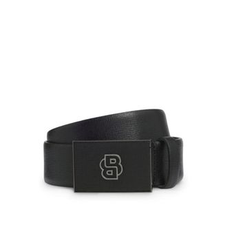 BOSS Reversible Italian-leather belt with Double B monogram buckle