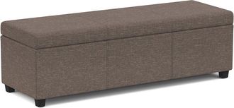 Simpli Home Avalon 54In Contemporary Rectangle Extra Large Storage Ottoman Bench