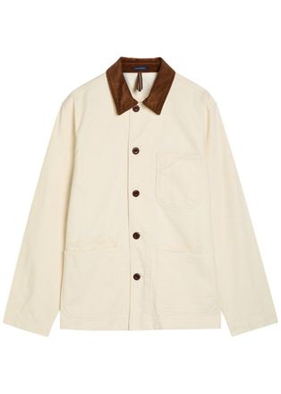 Drake's Drakes Corduroy Collar Cotton-twill Overshirt - Ecru - 52 (UK42 / XL)