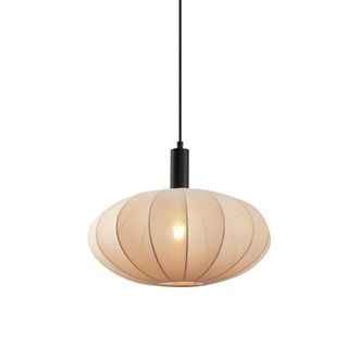 QAZQA L&aacute;mpara colgante Japandi negra tela marr&oacute;n