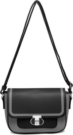 Generic Womens Colour Block Crossbody Handbag with Twist Lock Flap, Small Shoulder Bag with Zip Top Compartment, Adjustable PU Strap, Compact Everyday Purse (