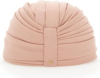 Valentino Garavani Womens Pink Asymmetrical Virgin Wool Headdress Hat