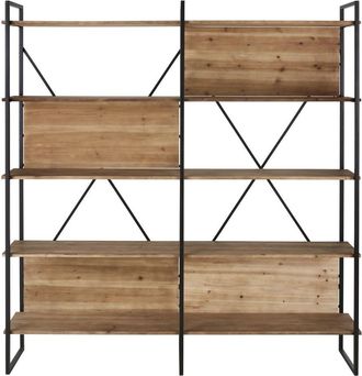 Maisons du monde Estanter&iacute;a de madera de abeto y acero negro, L176