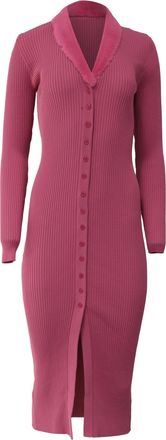 Staud Staud Celina Ribbed-Knit Midi Dress in Pink Viscose