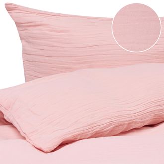 Beliani Conjunto De Funda De Edred&oacute;n Moderna De Muselina De Algod&oacute;n 150 X 200 Cm Rosa Pastel Sumner