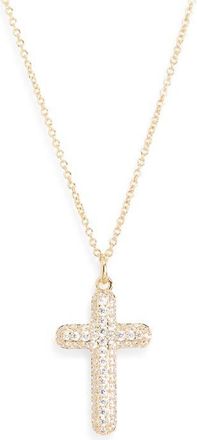 Nadri Crushed Pavé Cross Pendant Necklace in Gold at Nordstrom