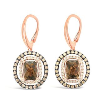 Le Vian Ladies Chocolate Quartz Earrings set in 14K Strawberry Gold