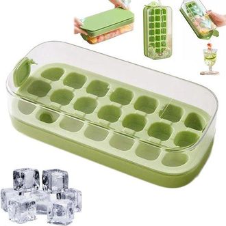 OEM Cubitera Vertical Con Tapa - F&aacute;cil Desmolde, Llenado R&aacute;pido E Higi&eacute;nico Sin Contacto - Para Bebidas En El Congelador (verde)