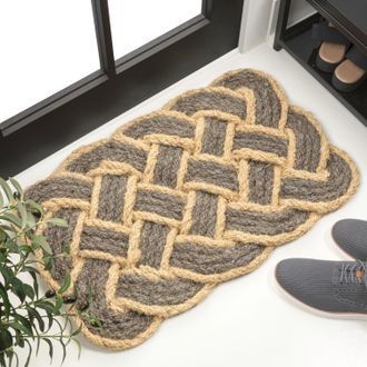 Jonathan Y Designs Maeve Classic Coastal Scalloped Basketweave Coir Indoor/Outdoor DoorMat