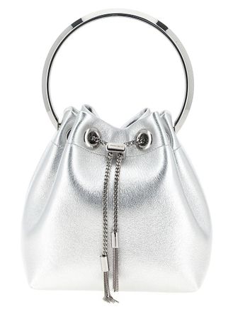 Jimmy Choo London Silver Bon Bon bucket bag
