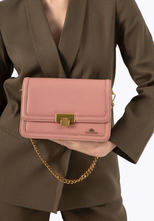 Wittchen Dames Leren Crossbody Tas met Ketting, Roze, Natuurlijk Leer
