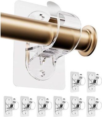 OEM Juego De 8 Ganchos Para Barra De Cortina - Autoadhesivos - Aptos Para Ba&ntilde;o, Cocina, Sala De Estar Y Dormitorio - Transparentes