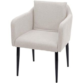 Hhg Non utilizzato] Sedia poltrona pranzo soggiorno Lounge elegante HHG 728, tessuto avorio beige