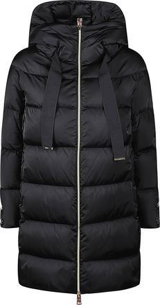 Herno Quilted Black A-Sahape Down Jacket With High Collar