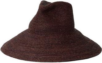 Janessa Leon&eacute; Waverly Wide Brim Packable Straw Hat in Chocolate at Nordstrom, Size X-Large