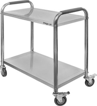 OEM Carrito De Servicio Mega-m Standard De 2 Estantes En Acero Inoxidable An.-75 Cm Pr.-40 Cm Al.-90 Cm N
