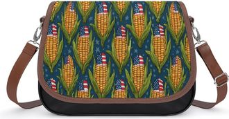 Generic Corn with U.S. Flag Fashion Womens Crossbody Bags Novelty Handbag Shoulder Bag Purse